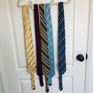 Men's Classic Striped and Patterned Necktie Set - Yellow, Burgundy, Green, Blue